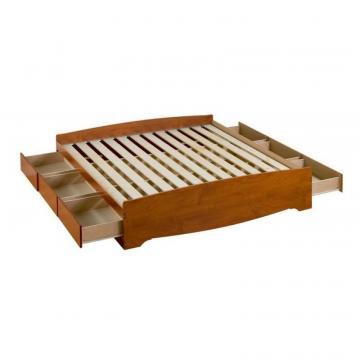 Prepac Cherry King Mates Platform Storage Bed with 6 Drawers