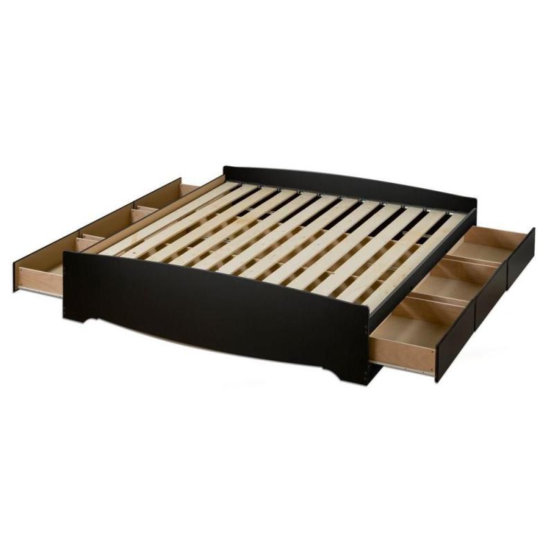 Prepac Black Queen Mates Platform Storage Bed with 6 Drawers