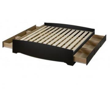 Prepac Black King Mates Platform Storage Bed with 6 Drawers