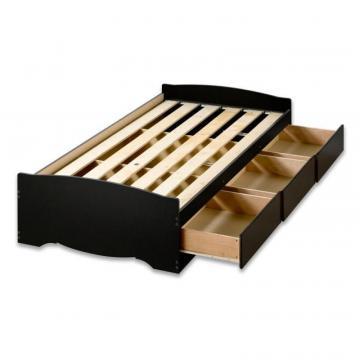 Prepac Black Twin XL Mates Platform Storage Bed with 3 Drawers