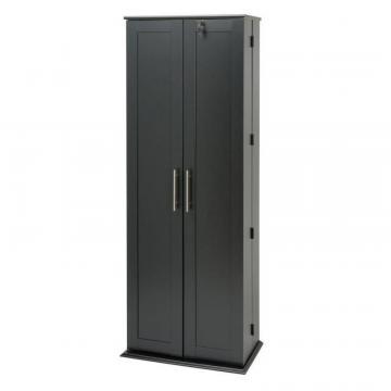 Prepac Black Grande Locking Media Storage Cabinet with Shaker Doors