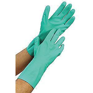 Condor Chemical Resistant Gloves, Flock Lining, Green, PR 1
