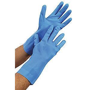 Condor Chemical Resistant Gloves, Flock Lining, Blue, PR 1