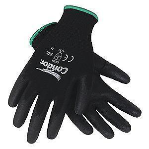 Condor 13 Gauge Smooth Polyurethane Coated Gloves, L, Black/Black