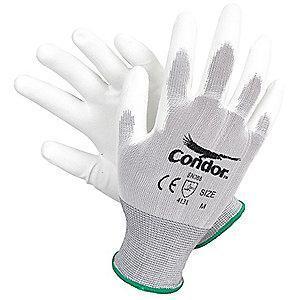 Condor 15 Gauge Smooth Polyurethane Coated Gloves, S, White/White