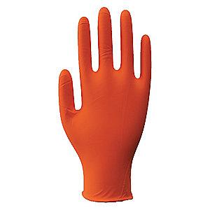 Condor 9-1/2" Unlined Nitrile Disposable Gloves, Orange,  S, 100PK
