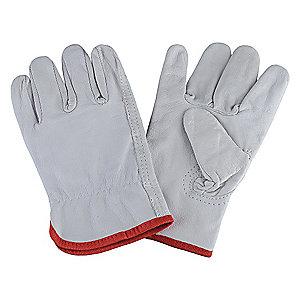 Condor Goatskin Leather Driver's Gloves with Shirred Cuff, Gray, L