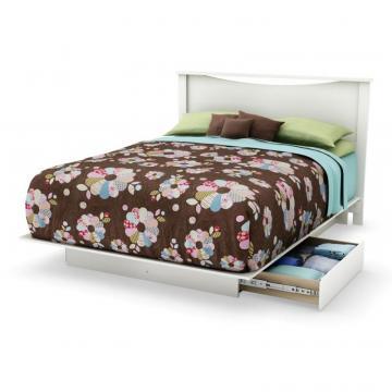 South Shore Majestic Full 54"/Queen 60" Platform bed with storage, Pure White