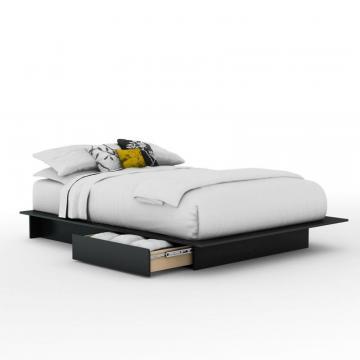 South Shore Queen Platform Bed with Drawers in Pure Black