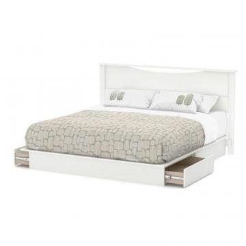 South Shore Majestic Pure White King-Size 2-Drawer Platform Bed
