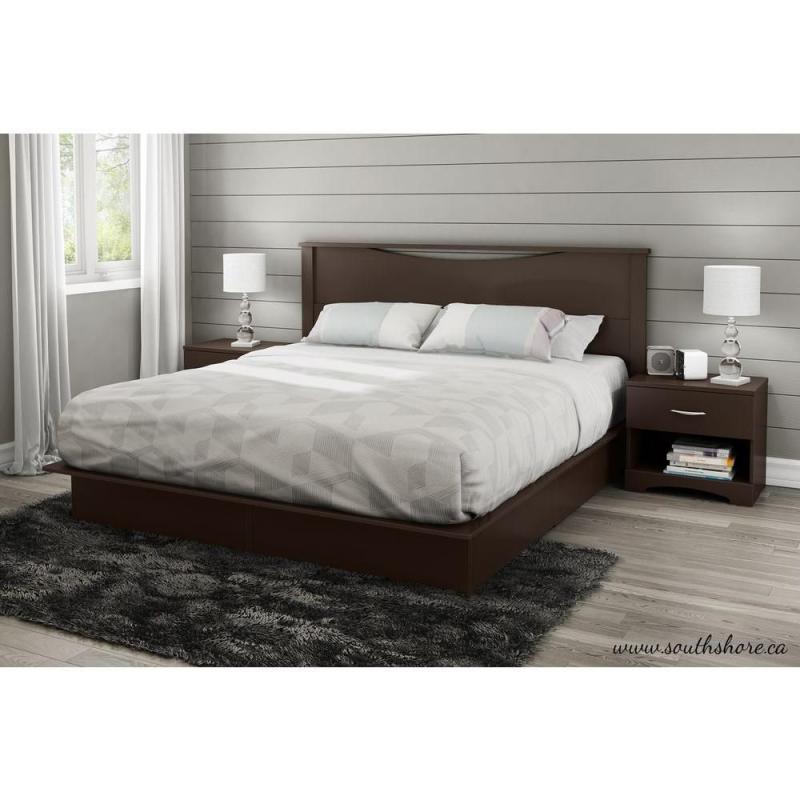 South Shore Lux King-Size 2-Drawer Platform Bed Chocolate