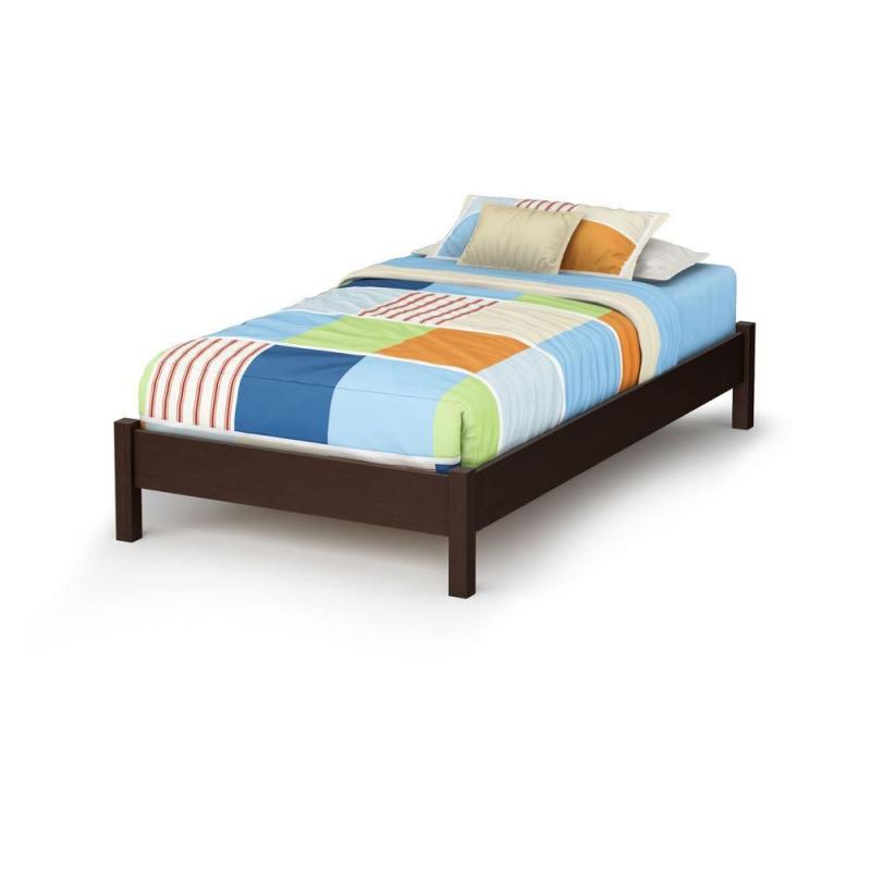 South Shore Lux Twin Platform bed with Legs Chocolate