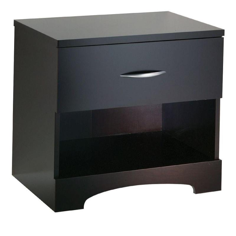 South Shore Lux 1-Drawer Nightstand Chocolate