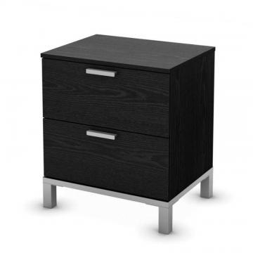 South Shore Flexible Collection 2-Drawer Nightstand Black Oak