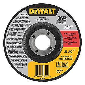 DeWalt 7" Type 27 Ceramic Cut-Off Wheel, 7/8" Arbor, 1/16", 8700 RPM