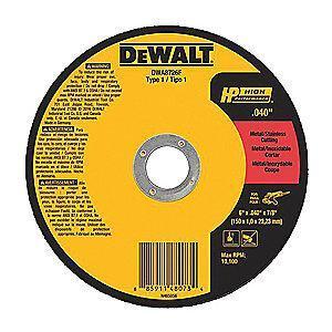 DeWalt 6" Type 1 Ceramic Cut-Off Wheel, 7/8" Arbor, 0.040", 10,100 RPM