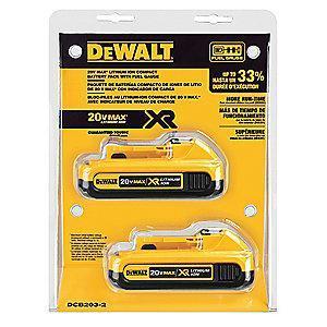 DeWalt 20V MAX  Battery, 20.0 Voltage, Li-Ion, 2pk