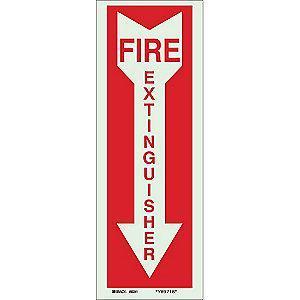 Brady Fire Equipment Sign, Polyester, 14" x 5", Adhesive, Not Retroreflective