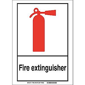 Brady Fire Equipment Sign, Polyester, 5" x 7", Adhesive, Not Retroreflective