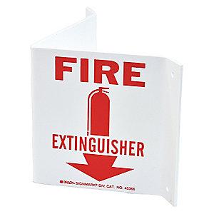 Brady Fire Equipment Sign, Plastic, 5.5" x 10", Not Retroreflective