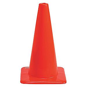 Brady Traffic Cone, 18" Cone Height, Orange, Vinyl