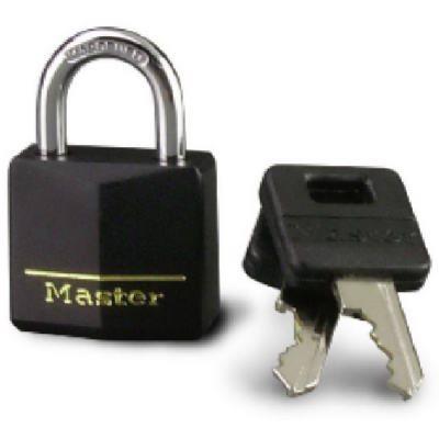 Master Lock 1-3/16" Solid-Brass Padlock With Black Covered Keyhead