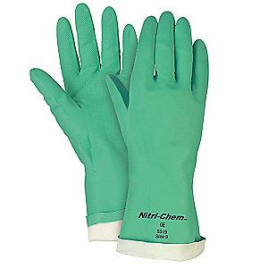 MCR Chemical Resistant Gloves, Flock Lining, Green, PR 1