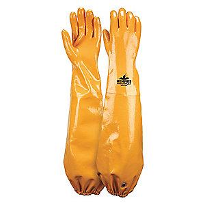 MCR Chemical Resistant Gloves, Cotton Lining, Yellow, PR 1