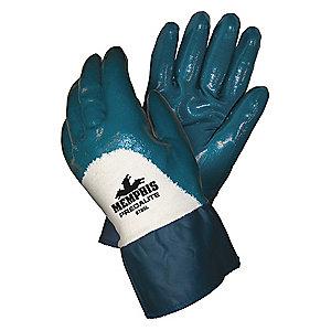 MCR Chemical Resistant Gloves, Interlock Lining, Blue/White, PK 12