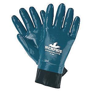 MCR Chemical Resistant Gloves, Interlock Lining, Blue, PK 12