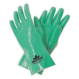 MCR Chemical Resistant Gloves, Interlock Lining, Green, PK 12