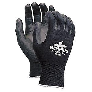 MCR 13 Gauge Flat Polyurethane Coated Gloves, XS, Black/Black