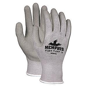 MCR 10 Gauge Crinkled Natural Rubber Latex Coated Gloves, L, Gray