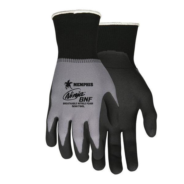 MCR 15 Gauge Foam Nitrile Coated Gloves, L, Gray/Black