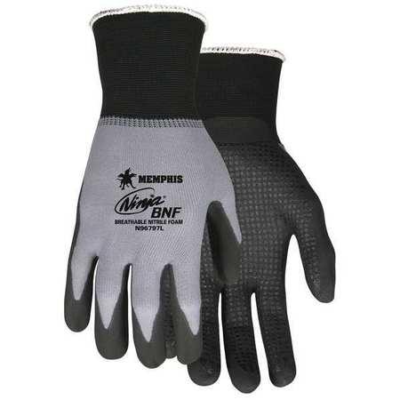 MCR 15 Gauge Foam Nitrile Coated Gloves, XL, Gray/Black