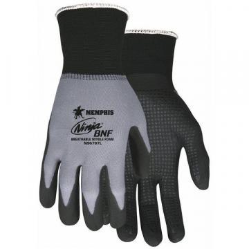 MCR 15 Gauge Dotted Nitrile Coated Gloves, L, Gray/Black