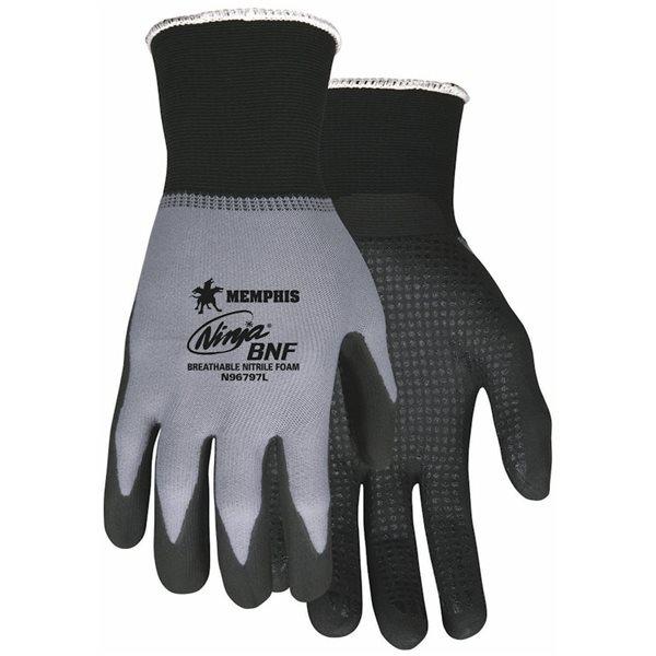 MCR 15 Gauge Dotted Nitrile Coated Gloves, M, Gray/Black