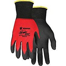 MCR 18 Gauge Foam Nitrile Coated Gloves, M, Black/Red