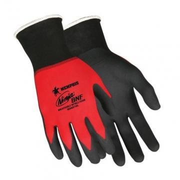 MCR 18 Gauge Foam Nitrile Coated Gloves, XL, Black/Red