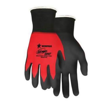 MCR 18 Gauge Foam Nitrile Coated Gloves, S, Black/Red