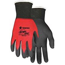 MCR 18 Gauge Foam Nitrile Coated Gloves, XS, Black/Red