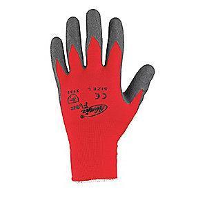 MCR 15 Gauge Crinkled Natural Rubber Latex Coated Gloves, L, Gray/Red