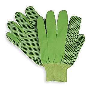 Condor Cotton Canvas Gloves, Knit Cuff, 8 oz., Green, L