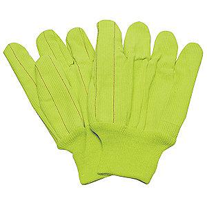 Condor Cotton Canvas Gloves, Knit Cuff, 9 oz., Yellow, L, PR 1