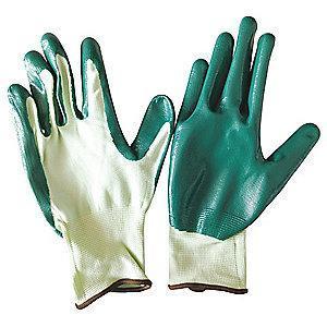Condor 13 Gauge Smooth Nitrile Coated Gloves, Glove Size: M, Green/Green