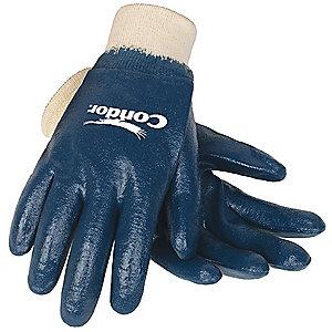 Condor Flat Nitrile Coated Gloves, Glove Size: S, Natural/Blue
