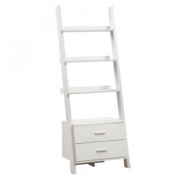 Monarch Bookcase - 69"H / White Ladder With 2 Storage Drawers