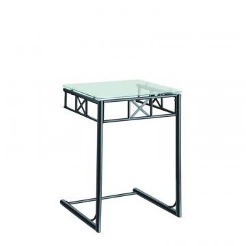 Monarch Accent Table - Black Metal With Tempered Glass