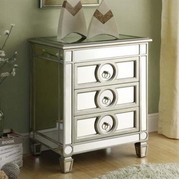 Monarch Accent Chest - Brushed Silver With Mirror