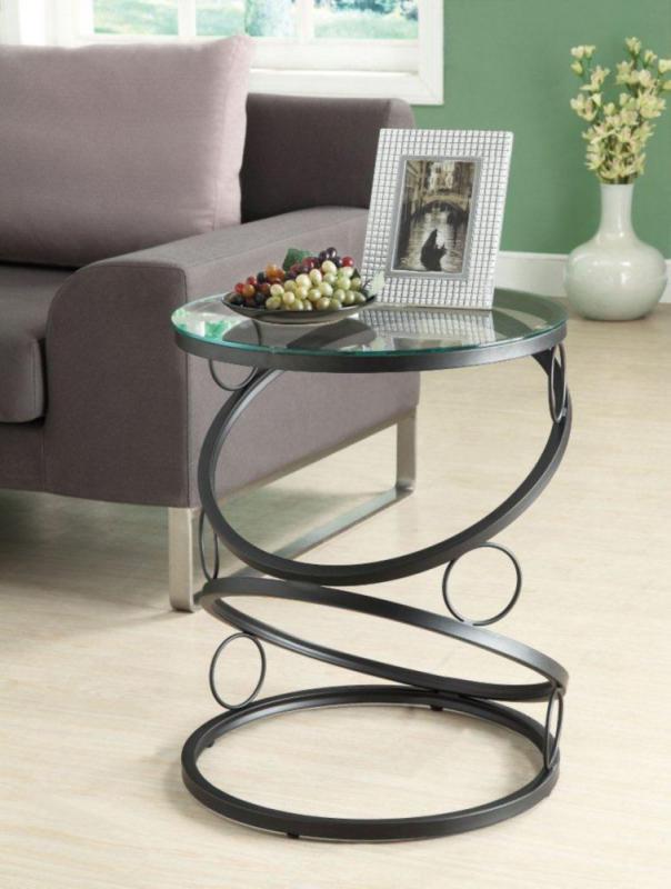 Monarch Accent Table - Matte Black Metal With Tempered Glass